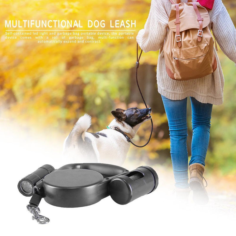 Automatic Retractable LED Pet Dog Leash with Garbage Bag Walking Traction R