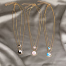 Women Girls Jewelry Tai Chi Round Love Choker Pendant Clavicle Chain Necklace