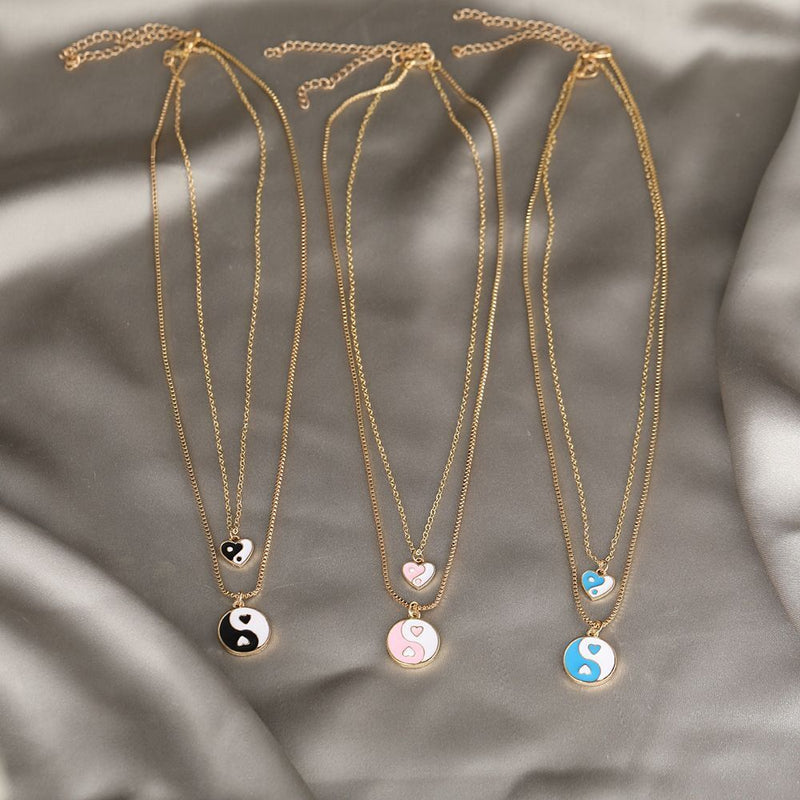 Women Girls Jewelry Tai Chi Round Love Choker Pendant Clavicle Chain Necklace