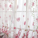 2PCS Peony Curtain Living Room Bedroom Home Door Window Curtain (Pink)