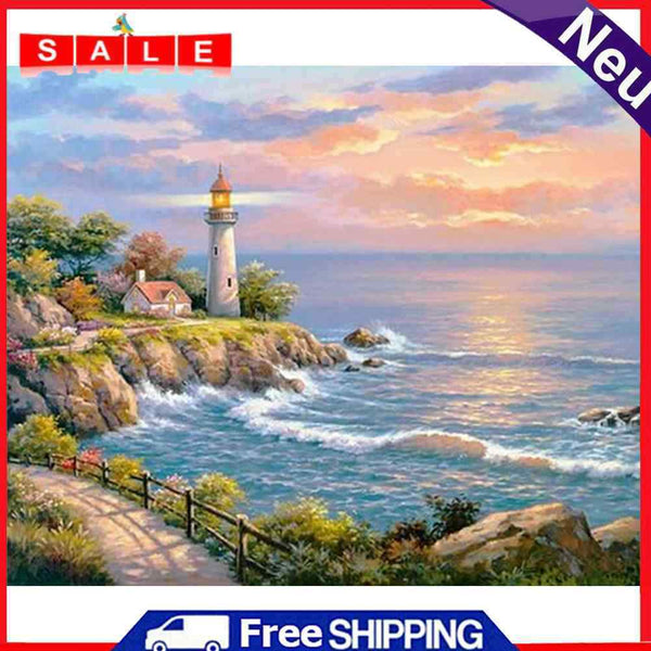 Oil Paint By Numbers Picture DIY Painting Ocean View Nature Acrylic Paint Decor