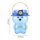 #A 1000ml Cute Bear Straw Water Bottle with Strap Drinking Jug Outdoor Sports Cu