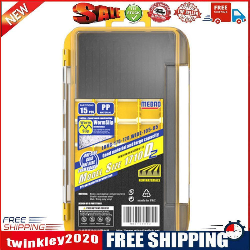 2 Layer Fishing Hook Lures Bait Box Waterproof Fishing Tackle Case (Yellow)