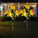 2x LED Solar Garden Orchid Light Waterproof Landscape Fence Decor (Yellow) Newly