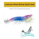 Luminous Wood Shrimp Bait Squid Hook Jig Sea Cuttlefish Lures (Purple Blue)