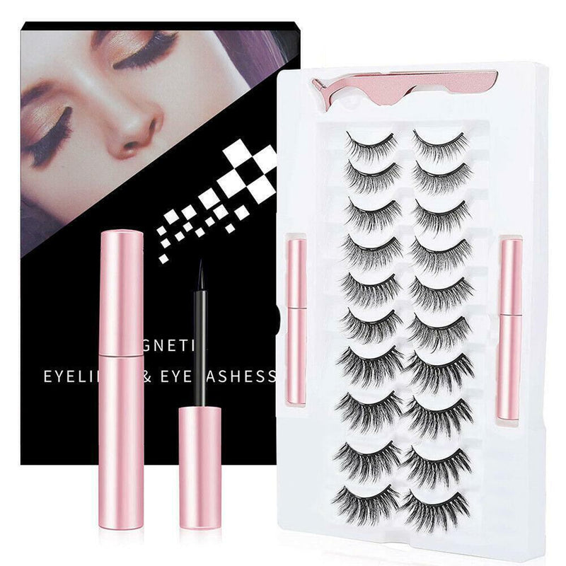 Waterproof Magnetic Eyeliner with 10 Pairs Eyelashes Lashes Long Kit H1K0
