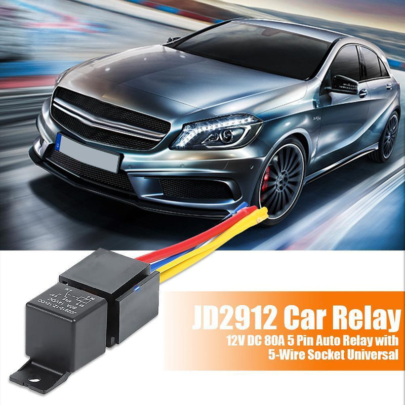 JD2912 12V DC 80A 5 Pin Relay with 5 Wire Socket Universal for Automobile C