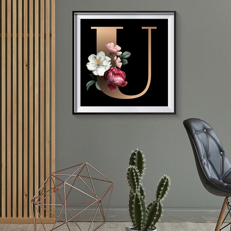 Letter U Full Round Drill Mosaic Diamond Painting Rhinestone Crafts Drawing Sets