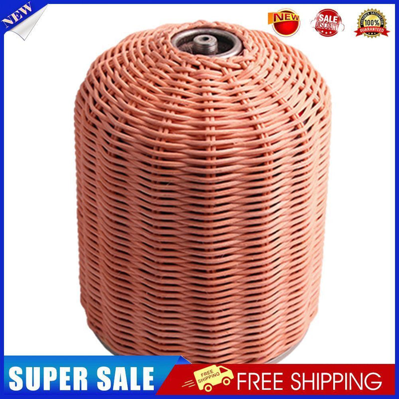 450g Gas Cylinder Cover Outdoor Camping Rattan Gas Tank Protector (Coffee)