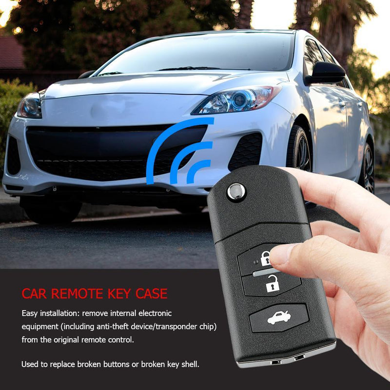 Car Remote Key Shell 3 Buttons Flip Folding Key Case Blank Cover for Mazda 2