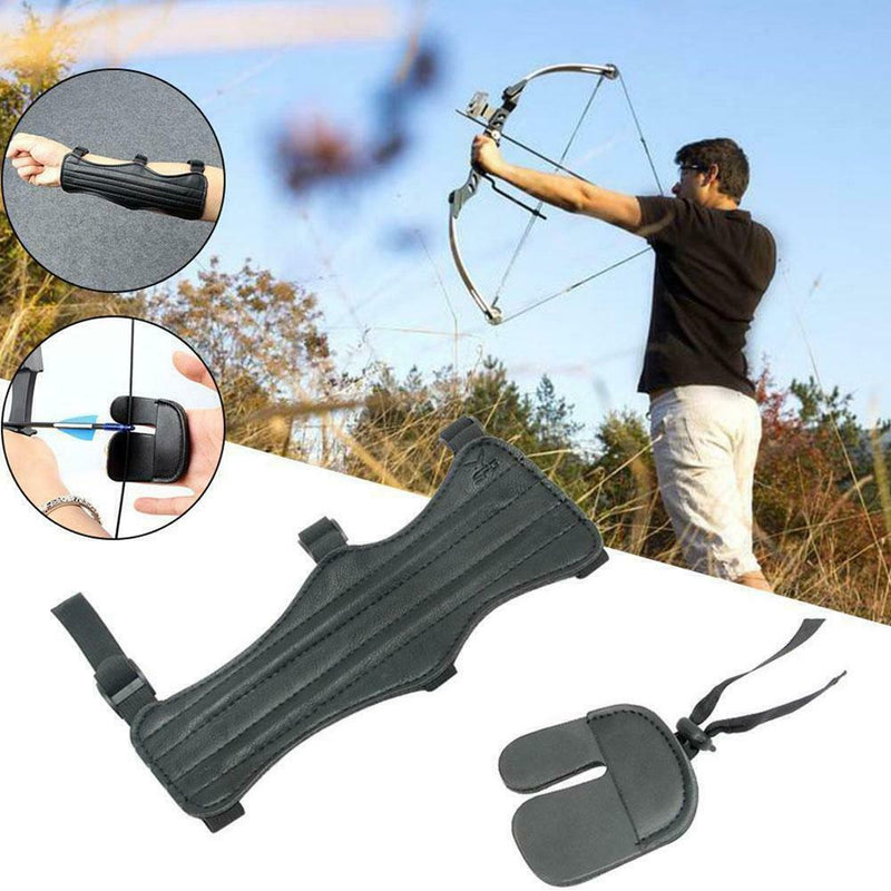 Bow and Arrow Arms Archery Fingers Shooting Protective Armguard Finger Set E5D8