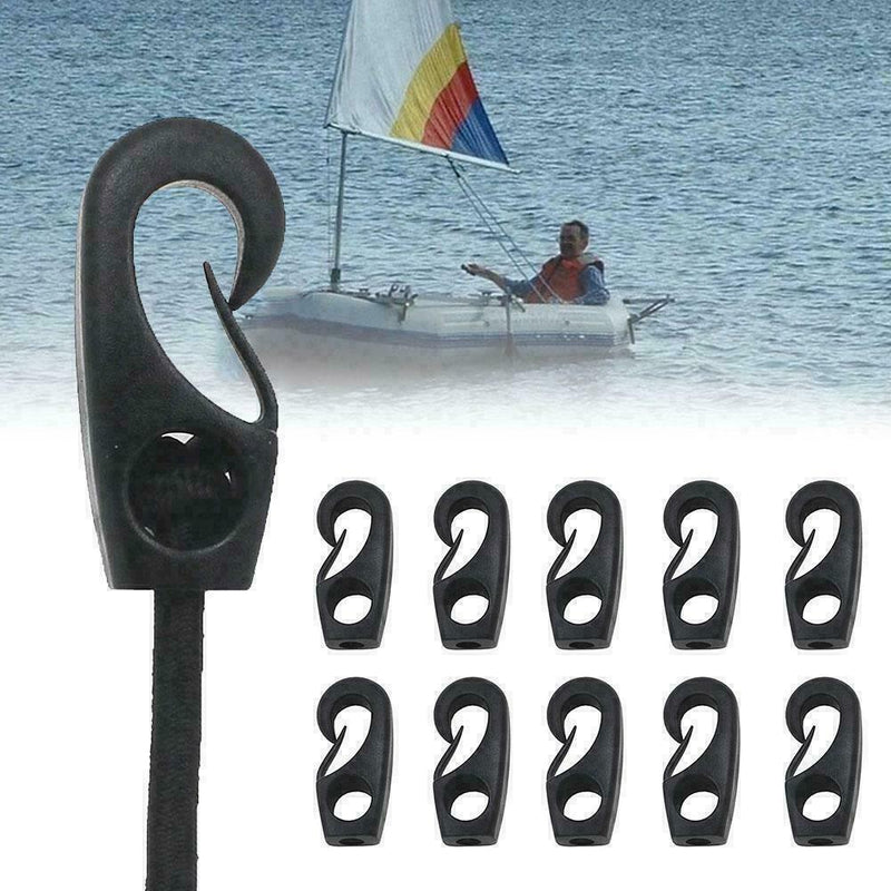 10x Plastic Bungee Hooks For Shock Cord Tie Down Canoe Kayak E8W0 J3N0