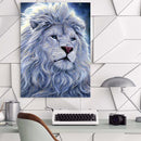 12x16 inch 5D Full Round Diamond Painting White Fur Male Lion Rhinestone Picture