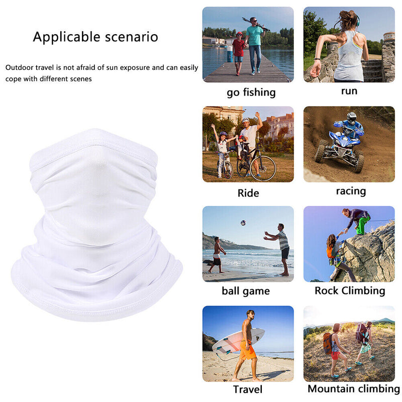 Cycling Camping Neck Tube Scarf Ice Silk Outdoor Running Bandana (white)