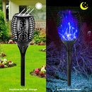 12LED Solar Flame Torch Light Blue Flickering Night Lamp Yard Decor (2pcs) Newly