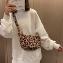 Fashion Leopard Printed Women Shoulder Bag Plush Travel Daily Crossbody Handbag
