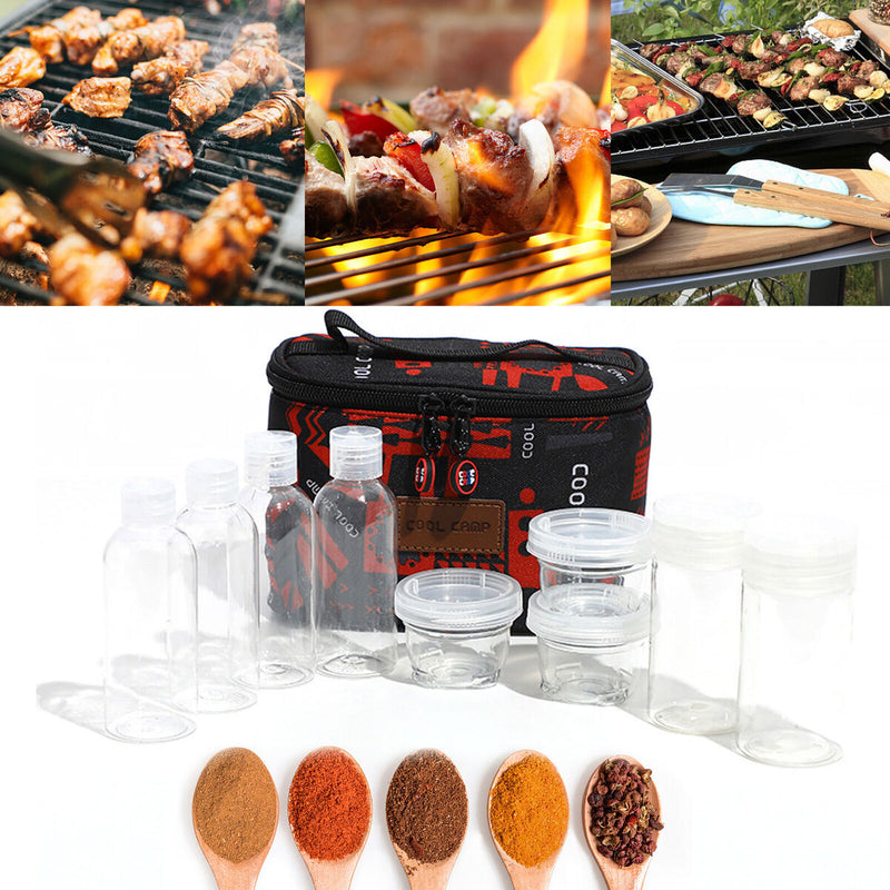Seasoning Bottle Portable BBQ Spice Sauce Container Set with Storage Bag