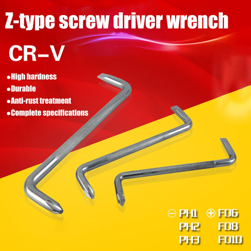 3pcs Right Angle Elbow Z-shape Mini Phillips Slotted Screwdrivers Hand Tool