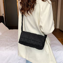 Women Nylon Cotton Padded Handbag Winter Warm Tote Bag Small Flap Tote Handbag