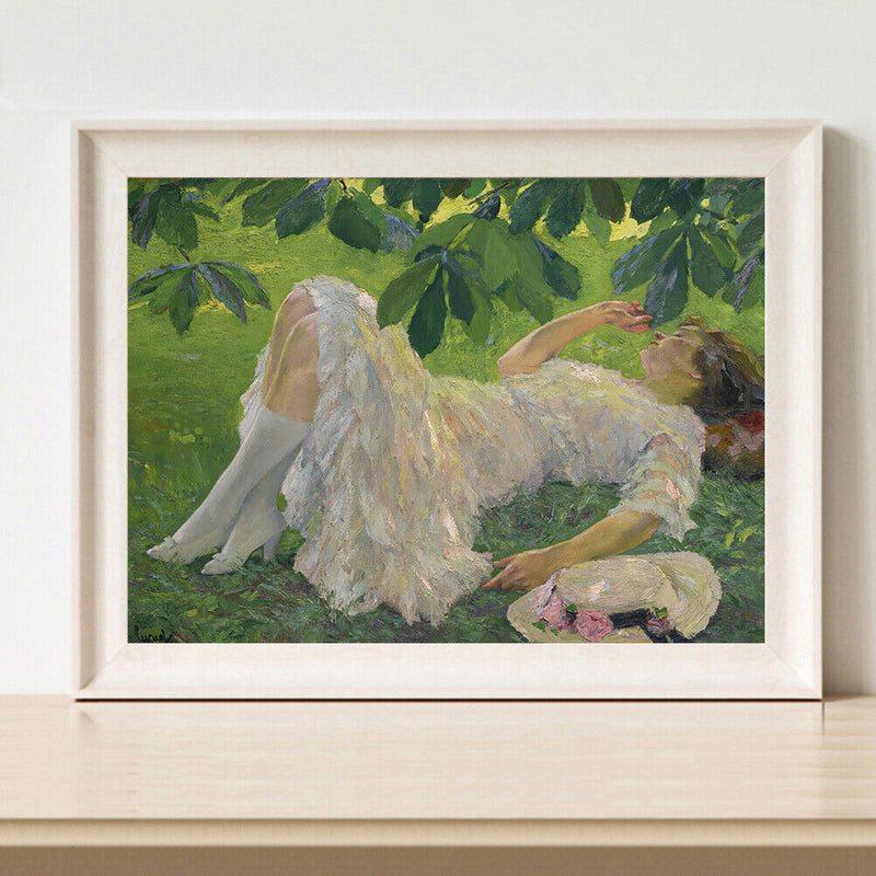 Hand Painted DIY Girl on Grass Oil Canvas Paint By Numbers Drawing Kit