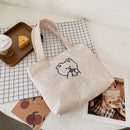 Women Corduroy Shoulder Bag Cartoon Bear Shopping Bags Casual Female Handbags