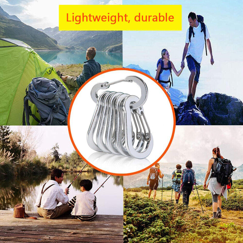 6x Carabiner Clips Outdoor Camping Aluminum Quick Hanging Mountaineering Buck