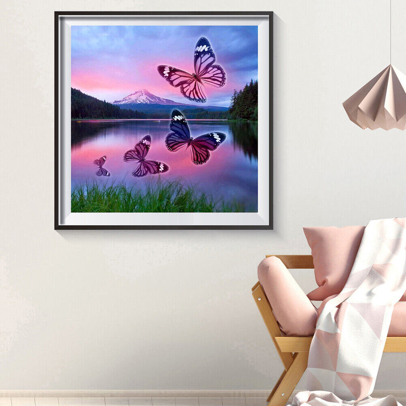 5D DIY Diamond Painting Butterfly Lake Full Round Drill Embroidery Craft Kits
