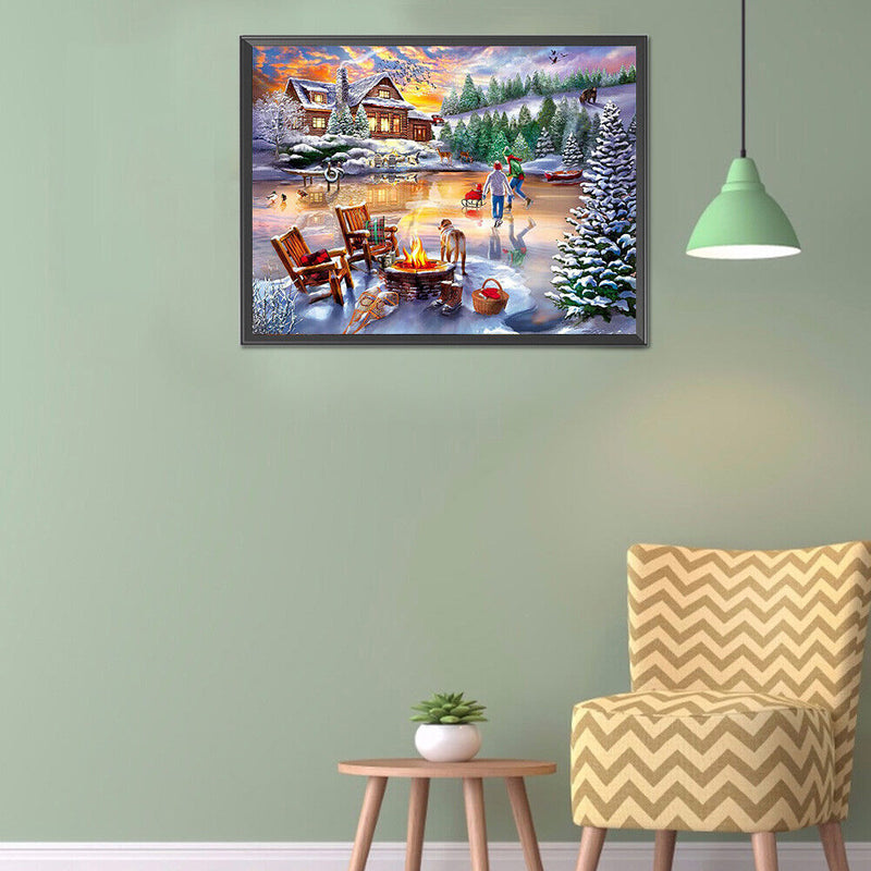 Diamond Painting 5D Full Round Drill Mosaic DIY Outdoor Night View Art Decor Kit