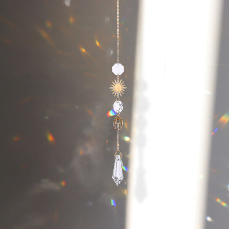 Crystal Sun Moon Hanging Meatal Pendant Home Car Decor (A)