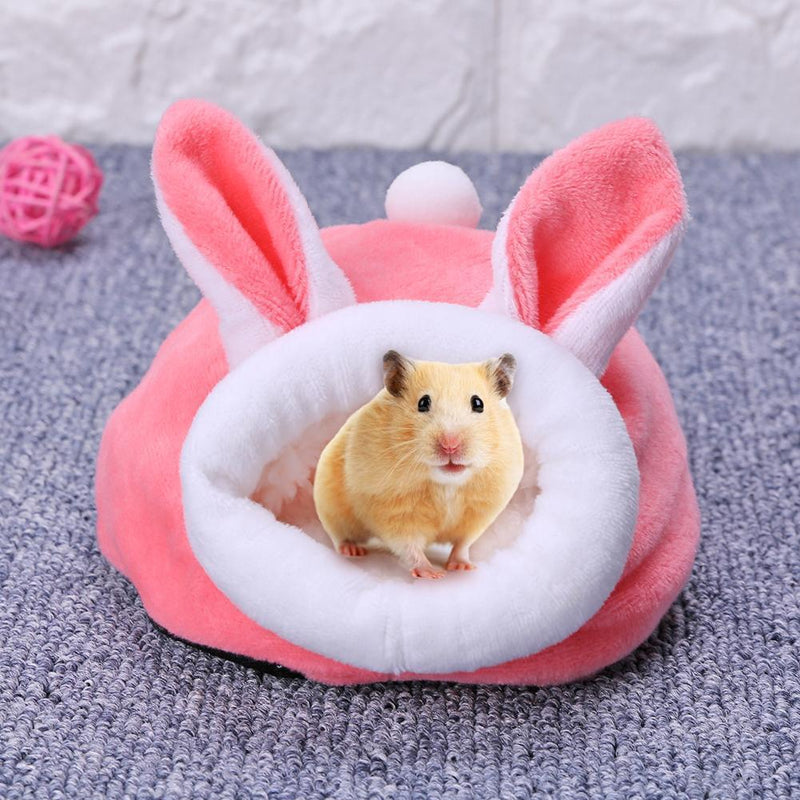 Pet Sleeping House Warm Hamster Puppy Kitten Bed Soft Nest Kennel (Pink) Newly