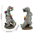 Outdoor Gnomes Statue Yard Sculpture Garden Statue Dinosaur Eating Gnomes