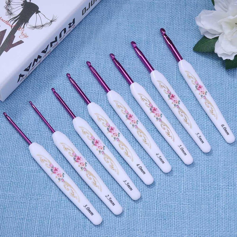 Aluminum Crochet Needles, with Plastic Handle, 8-Piece