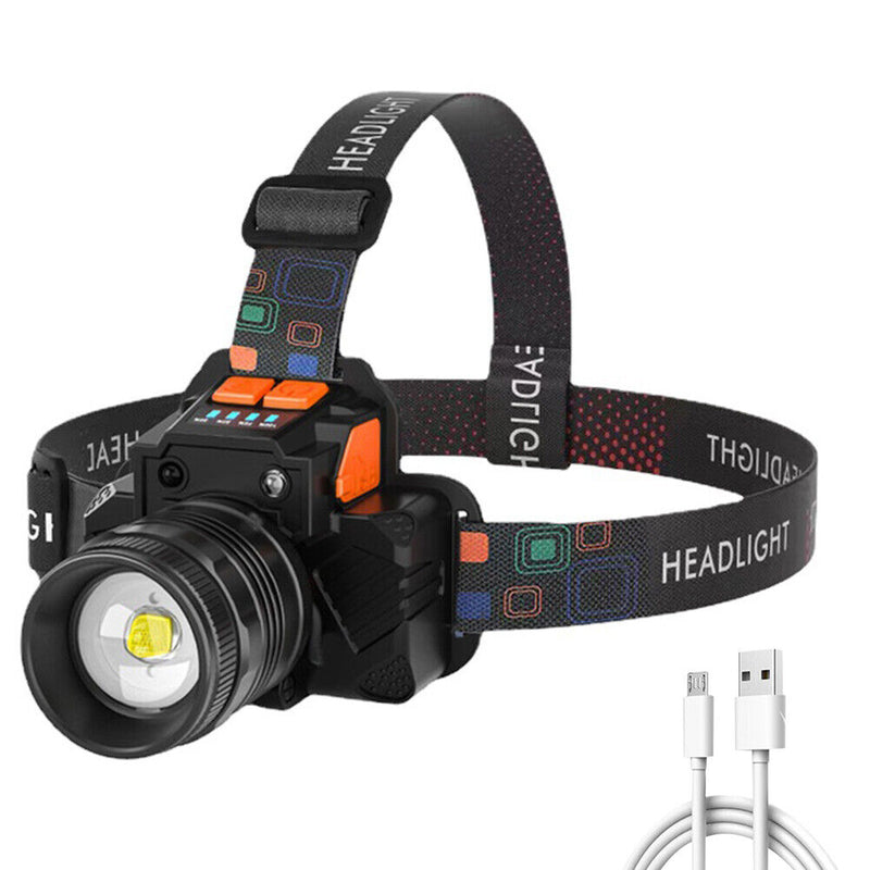 LED Headlamp Power Bank Smart Wave Induction 300lm 3 Modes Outdoor Safety Torch