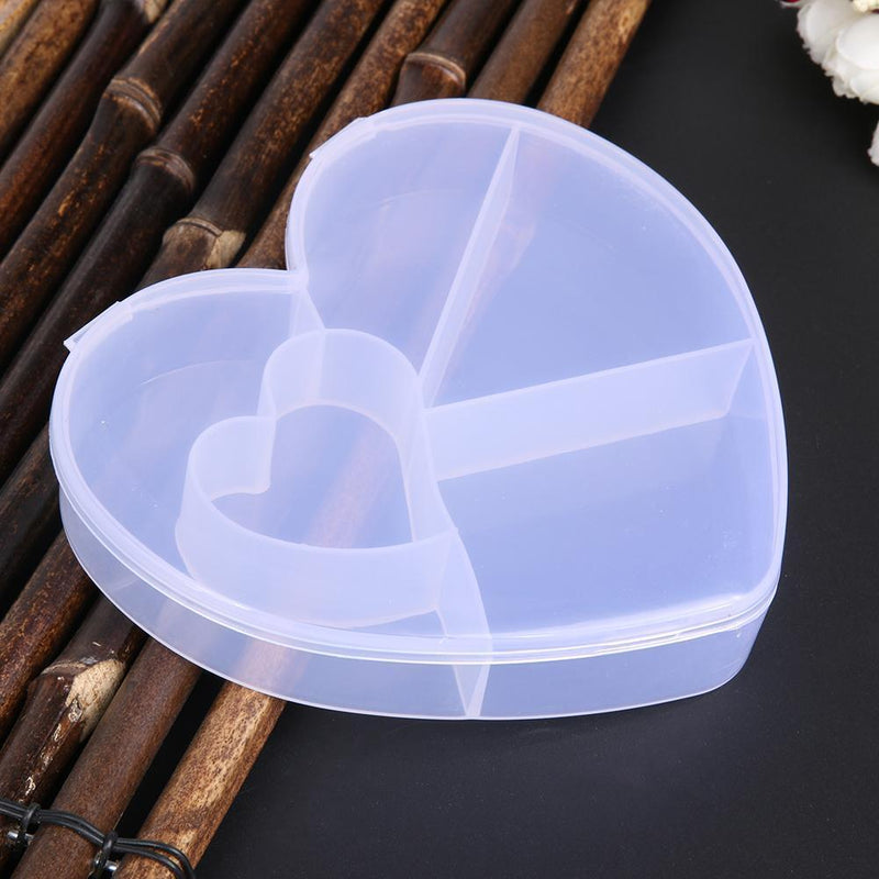 5 Slots Heart Storage Box Plastic Home Organizer Jewelry Beads Boxes(White)