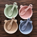 Dinnerware Plastic Bowl Spoon Set Panda Design Wheat Straw Baby Feeding Bowl