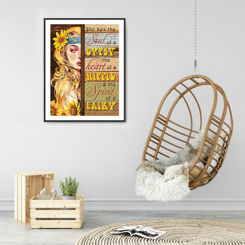 5D Diamond Painting Kit Letters Sunflower Girl Full Round Drill Rhinestone DIY