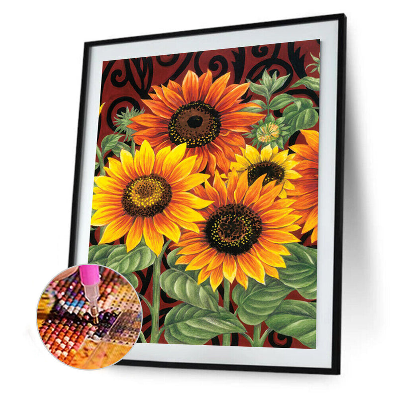 5D DIY Sunflowers Full Round Drill Diamond Painting Rhinestone Drawing Craft Art
