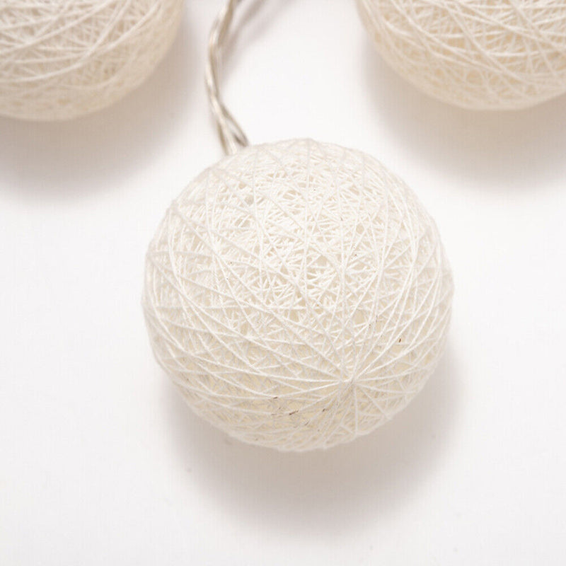 20LED Cotton Ball String Light Fairy Wedding Christmas Party Decor (Purple)