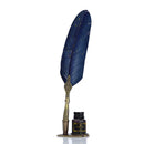 Retro Calligraphy Feather Dip Pen with 2 Nib Set Writing Gift (Navy Blue) Newly