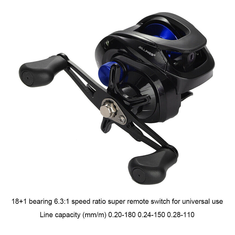18+1 BBs 6.3/1 Speed Ratio Right/Left Hand Low Profile Baitcasting Fishing Reel