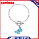 Fashion Butterfly Pendant Metal Buckle Women Charm Bangle Jewelry Gift Bracelet