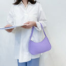 Fashion Solid Color Underarm Bag Women Zipper Nylon Hobos Bags (Purple)