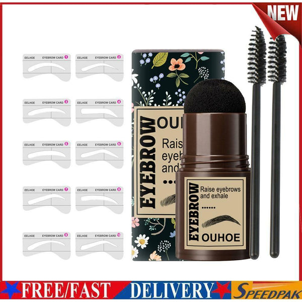 Waterproof EyeBrow Powder Stamp Brow Stencils Shaping Kit (Jet Black) #F
