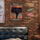 Black Cat Metallic Poster Wall Art Sigs Tin Painting Rectangular Hanging for Bar