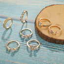 7pcs/set Rhinestone Butterfly Flower Ring Women Open Knuckle Rings Jewelry