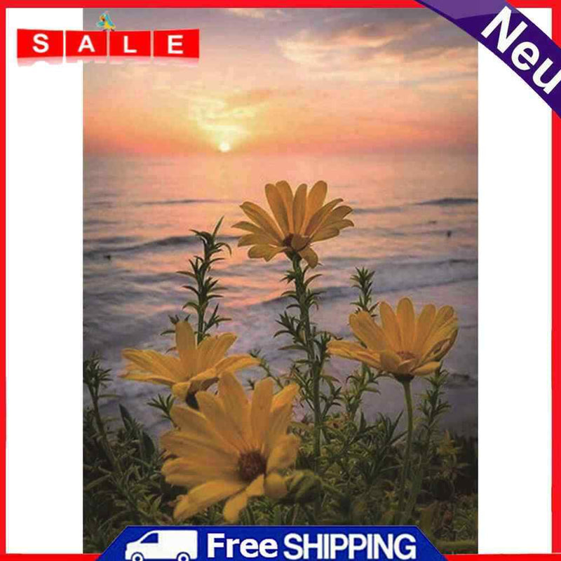 5D DIY Full Drill Diamond Painting Sunset Flowers Embroidery Craft Needlework