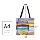 Seaside glass scenery Printed Shoulder Shopping Casual Large Tote Handbag