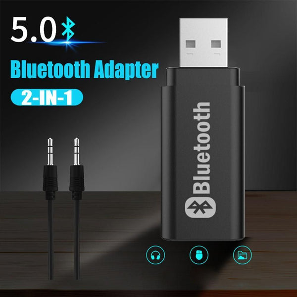 Dongle Stereo AUX Bluetooth 5.0 Adapter 2-in-1 Audio Receiver USB Transmitter