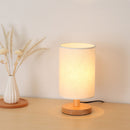 Bedside Table Lamp, Dimmable USB LED Light with Fabric Shade Wood Base (B) Newly