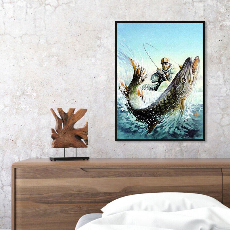 Frameless Oil Paint By Numbers Fishermen DIY Canvas Picture Craft Kits